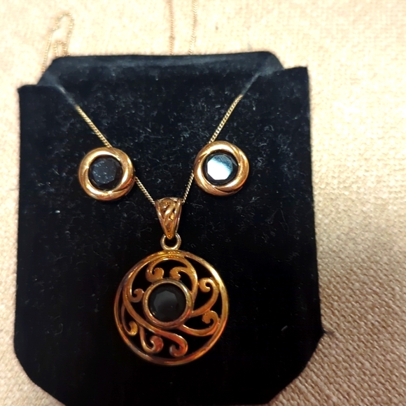 Plated sterling silver necklace and earring set - Picture 1 of 3